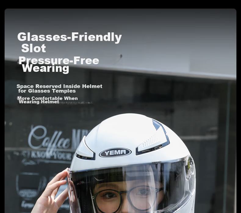 YEMA 3C Certified Motorcycle Helmet Unisex Flip-up Winter Full-face Four-season 932S Titanium Gray L 15