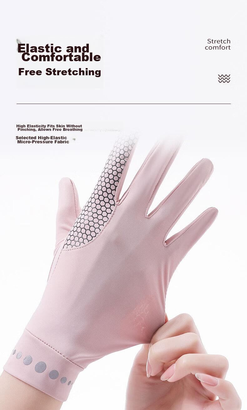 Jian Cai Women's Summer Sunscreen Gloves Outdoor Driving Ice Silk Cooling Breathable Fingerless Anti-Slip Cycling Gloves 3