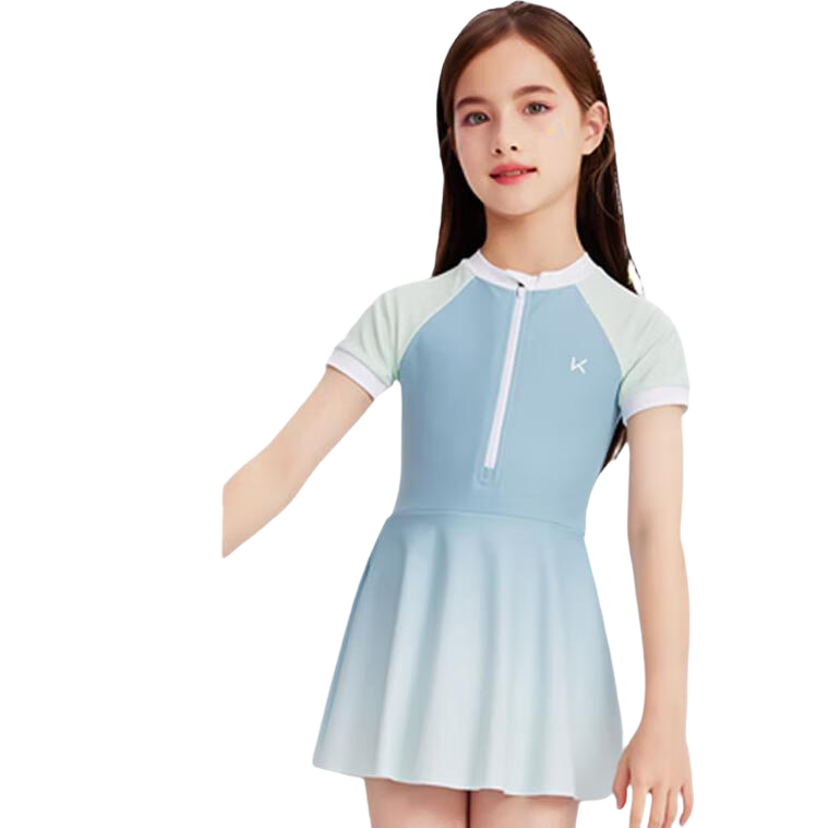 Keep Children's One-Piece Swimsuit for Girls, Big Kids Sun Protection Conservative Professional Swimwear, Mint Green, Size 14