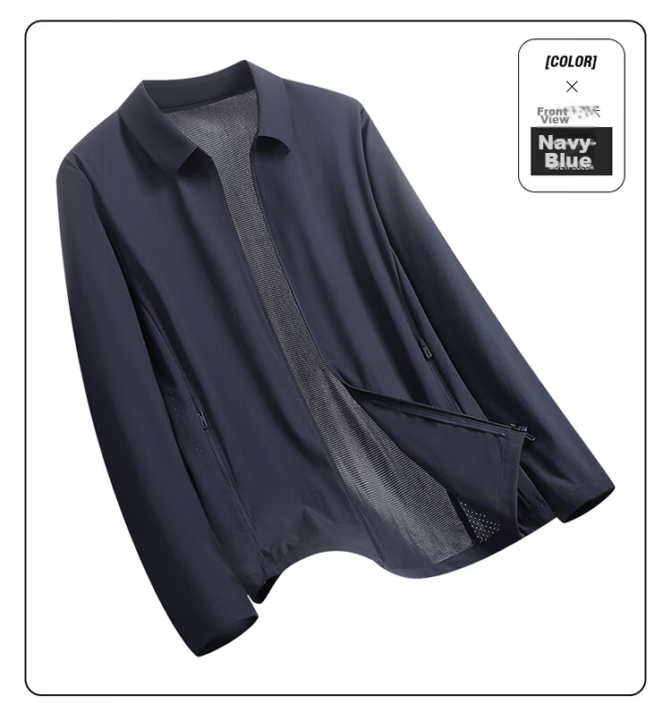 ROMON Men's Summer Ice Silk Quick-Dry Thin Breathable Business Jacket Sunscreen Coat 2689 Blue Gray XL 11