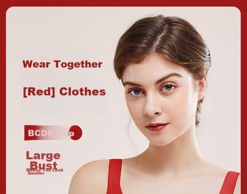 QianNaiMei Red Festive Wedding Large Bust Minimizing Side Support Main Year Bra Set Gray Blue 85D E+XL 1