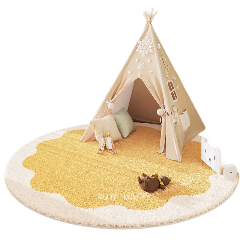 Yinshang Children's Round Lambswool Carpet, Bedroom Living Room Crawling Mat, Children's Room Study Chair, Study Foot Mat