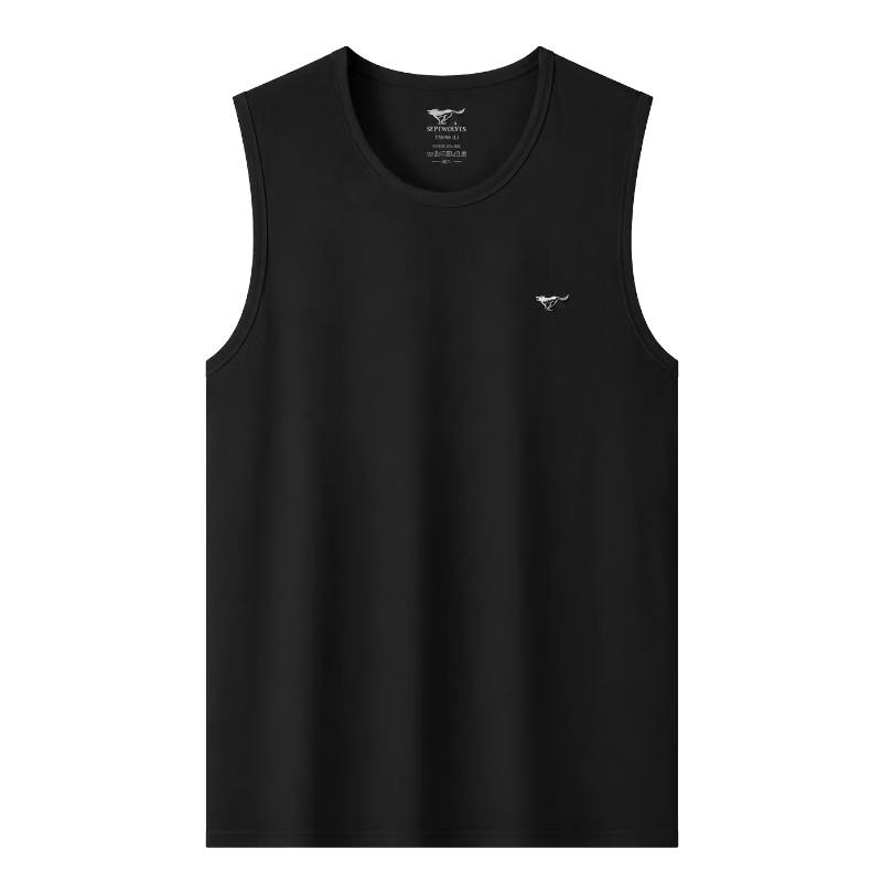 Seven Wolves Men's Sports Wide Shoulder Vest Casual Cotton Spandex Crew Neck Versatile Wide Shoulder Athletic Base Layer Tank Top
