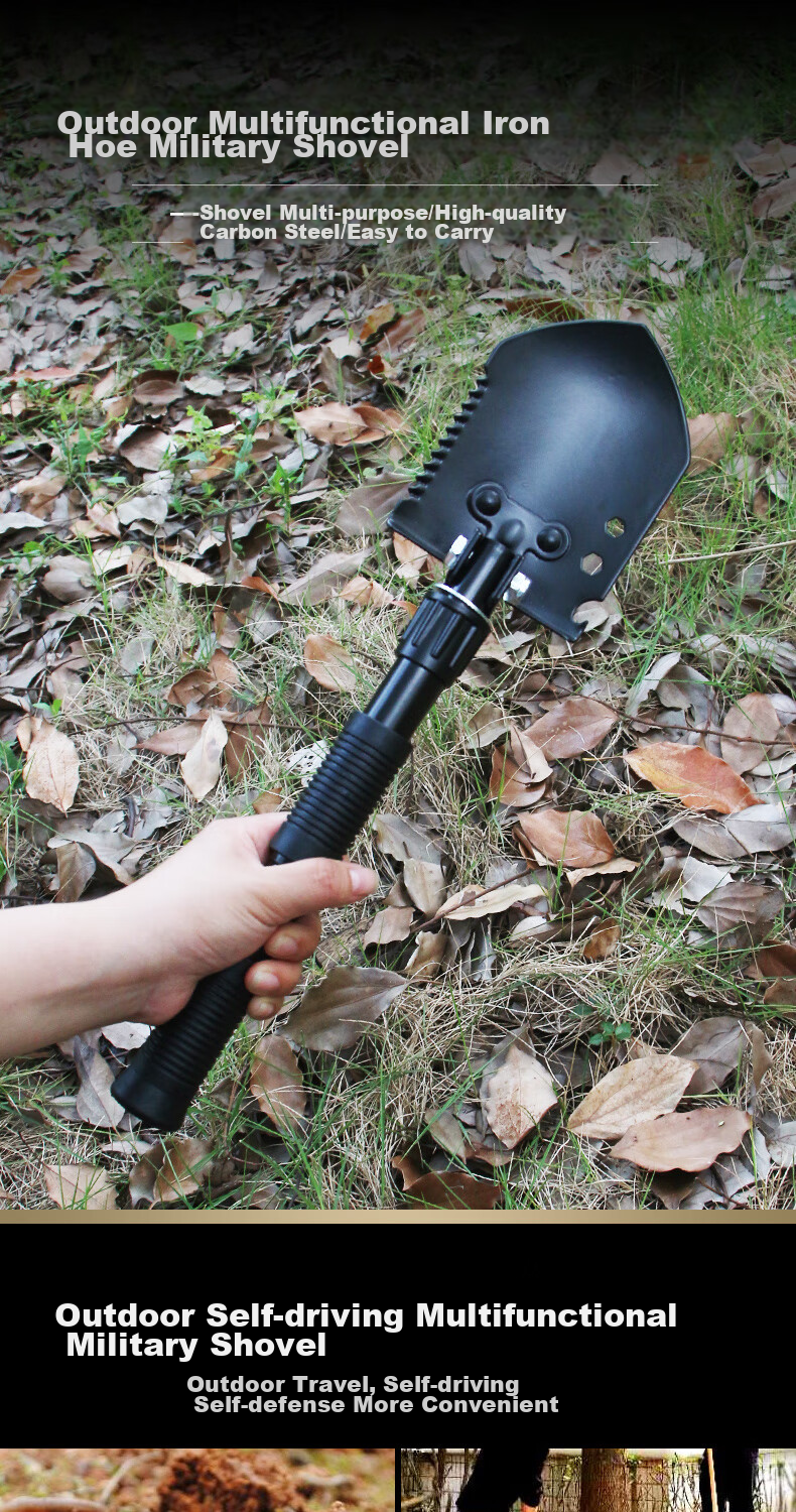 JAJALIN Multi-Functional Folding Shovel, Military Entrenching Tool, Car-Mounted Combat Shovel, Outdoor Camping Hoe And Pickaxe 1