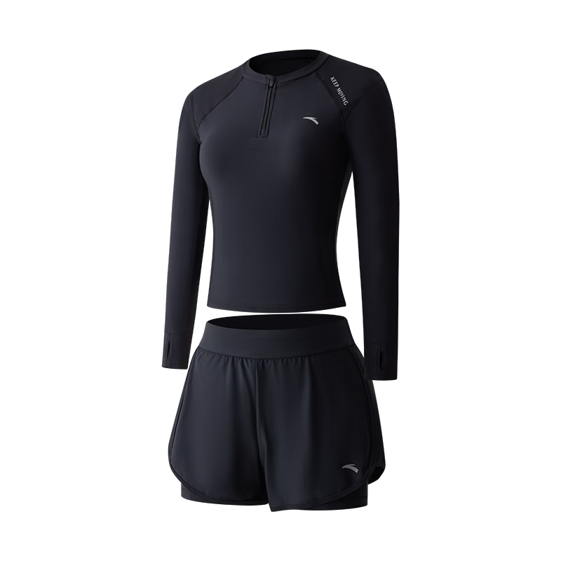 ANTA Women's Two-Piece Long Sleeve Conservative Sunscreen Swimsuit Surfing Diving Hot Spring Swimming Training Set