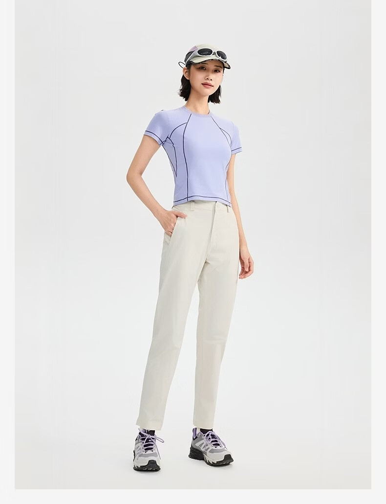 TOREAD Huang Jingyu Same Style Quick-Dry Outdoor Hiking Commuter Pants High Elastic Breathable Long Pants Beige Women L 24