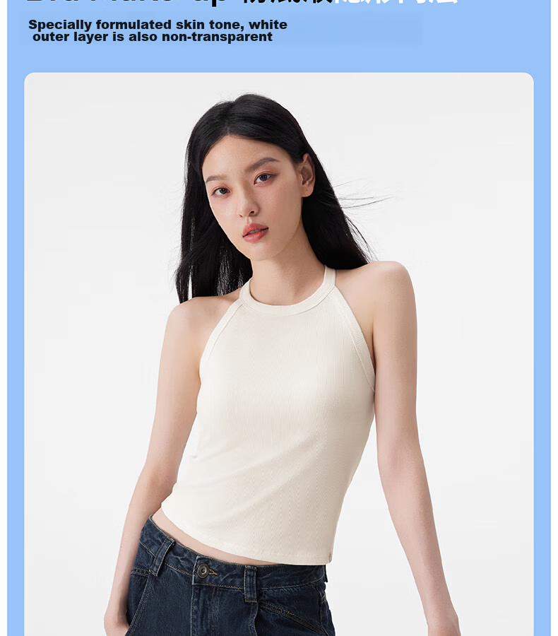 Half-Lined Cooling Padded Halter Tank Top for Women Slim Fit with Built-in Bra Pad Dark Chocolate Black S 11