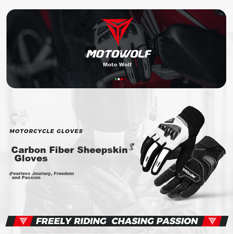 MOTOWOLF Motorcycle Riding Gloves Four Seasons Racing Carbon Fiber Anti-Fall Touchscreen Men 1