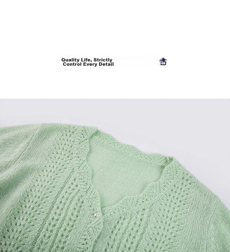 Demana Spring V-Neck Open Cardigan Hollow Crochet Slimming Knit Sweater with Wool and Mohair for Women 15