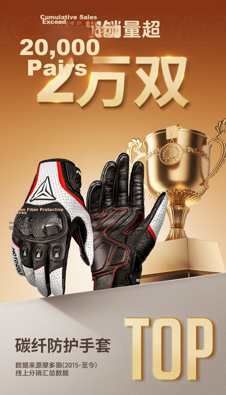 MOTOWOLF Motorcycle Summer Riding Gloves All-Season Universal Anti-Fall Breathable Carbon Fiber Protective Motorbike Gear for Men and Women 19