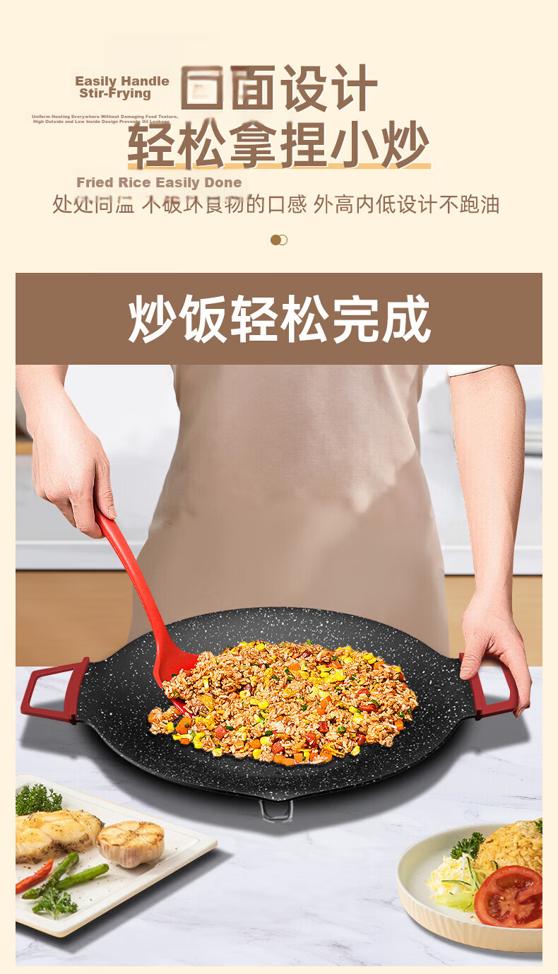 Yiduo Red Handle Round Non-Stick Korean BBQ Grill Pan for Outdoor Steak and Meat Cooking 7