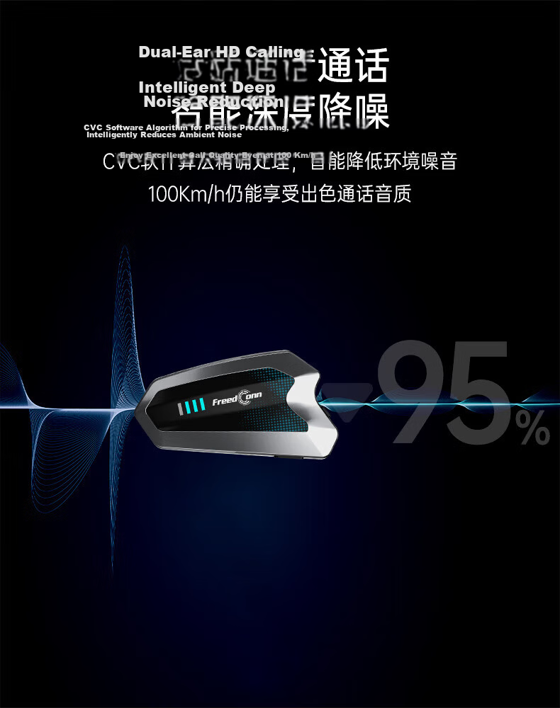 FreedConn Luyi FX PLUS Helmet Bluetooth Headset Motorcycle Intercom MESH One-Key Connection AI Noise Reduction 7