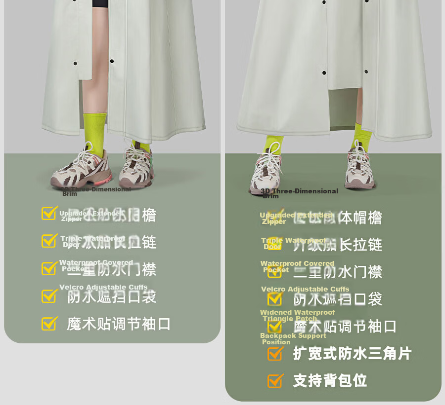 Zhengyu Women's Electric Bike Raincoat Adult Long Full-Body Anti-Storm Outdoor Hiking Rain Poncho New Model 26
