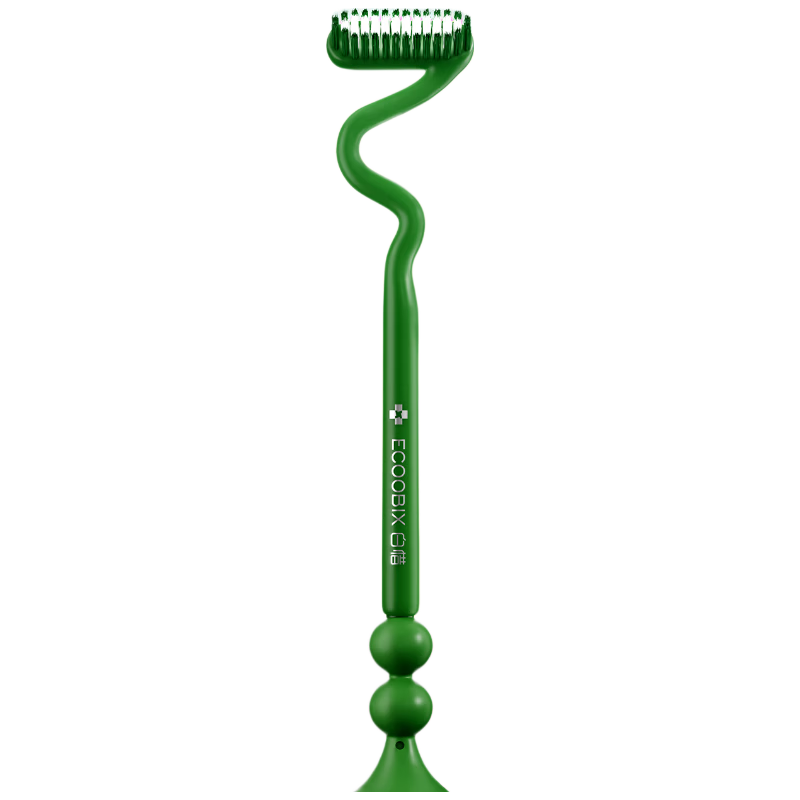 Baixi Z-Shaped Toothbrush with Green Base And Suction Cup, Soft Bristles for Men And Women, Interdental Brush for Adults, Home Cleaning Tool, Valentine's Day Gift