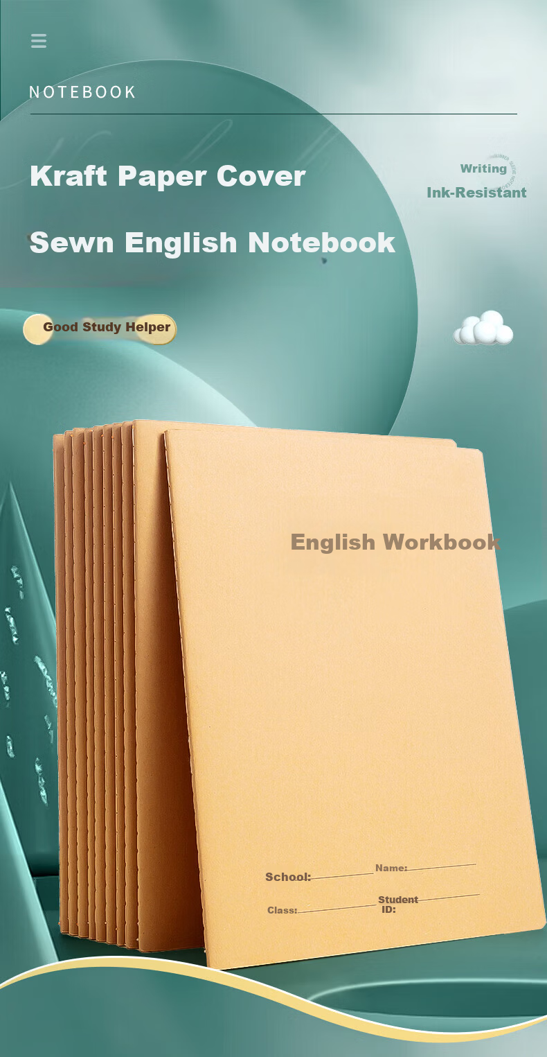 Ichimaru Ka 16K Language Text 36-Page Sewn Exercise Notebook Kraft Paper Junior High Student Practice Book Error Correction Book 5-Pack 7022 1