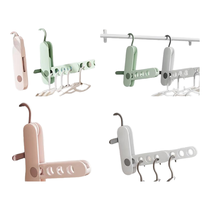 EACHY Foldable Portable Travel Clothes Hanger Multi-Functional 7-Hole Household Drying Rack Gray