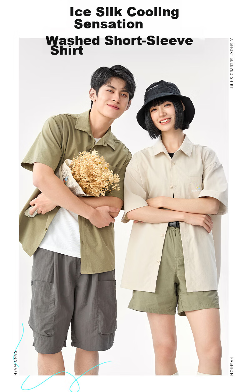 Baleno Short Sleeve Jacket Men Summer Korean Style Unisex Polo Collar Cardigan Loose Casual Cool Breathable Shirt 2