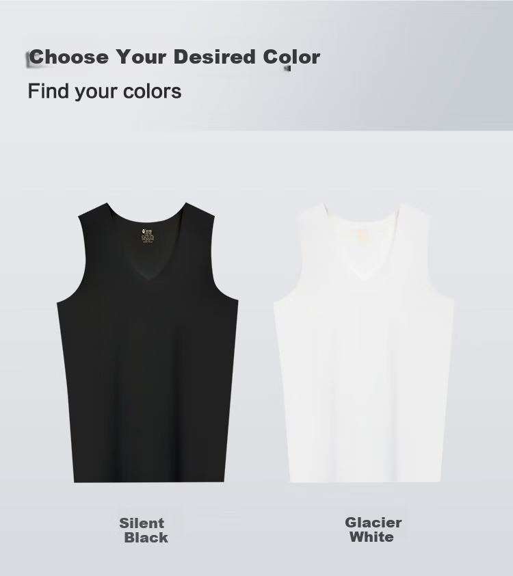 Hongdou Men's Seamless Ice Silk Breathable Stretch V-Neck Simple Versatile Vest 8