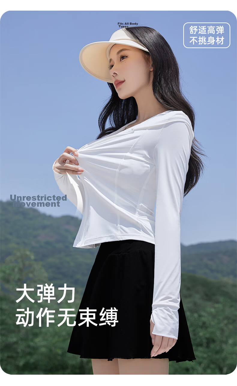 LangSha Slim Fit Sunscreen Jacket for Women Summer New Ice Silk Slimming Outdoor UV Protection Hooded Sports Coat 10