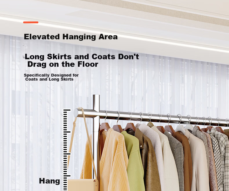 Yicai Nianhua Stainless Steel Floor Clothes Drying Rack Thickened Indoor Hanging Clothes Rod Mobile Balcony Clothes Rack 2858 14