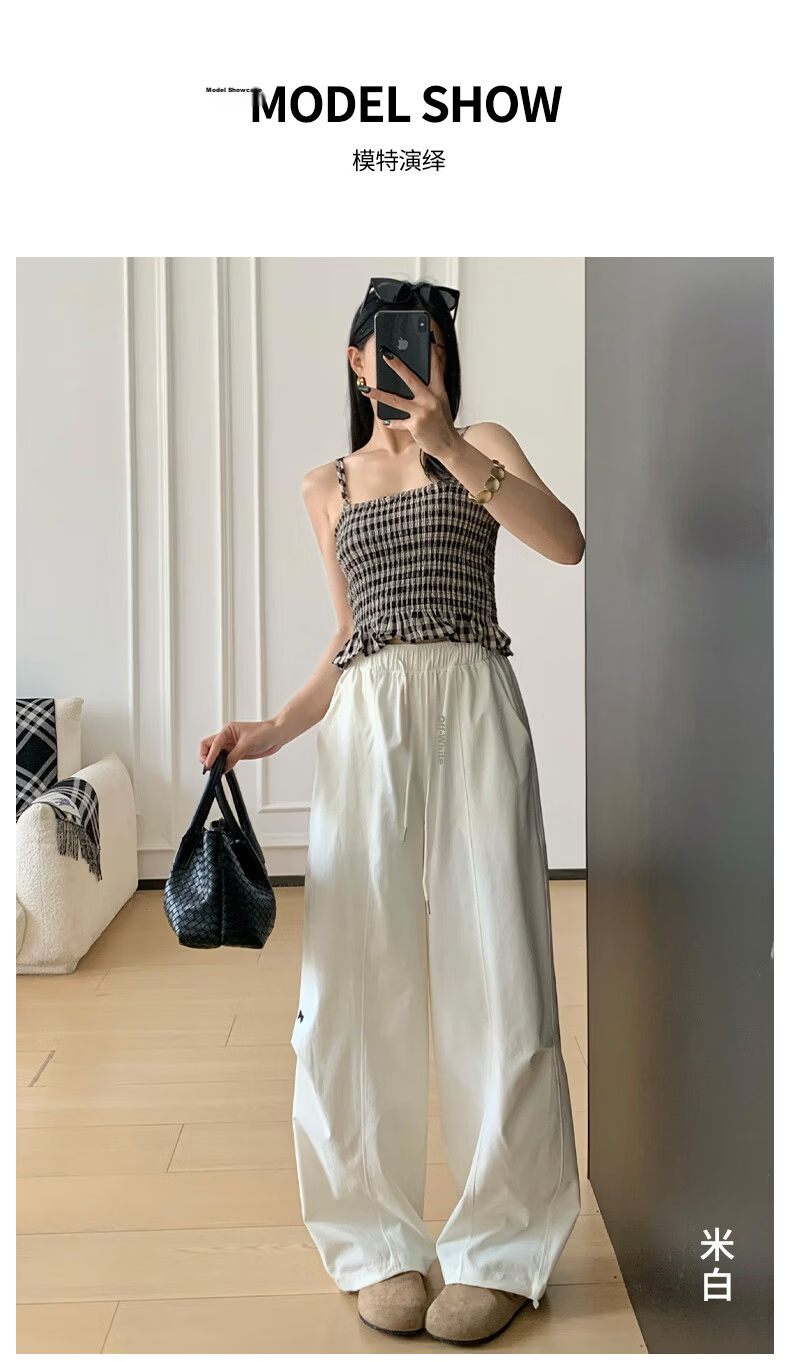Xueqiman Lightweight Wide-Leg Pants Women 2026 New Summer High-Waist Loose Slim Paratrooper Sports Straight Casual Cargo Pants 12