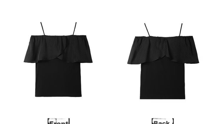 Demana [with Lyocell] Summer Sweet Style Patchwork Ruffle Spaghetti Strap Sleeveless Slim Fit Elegant Slimming Women's T-Shirt 22