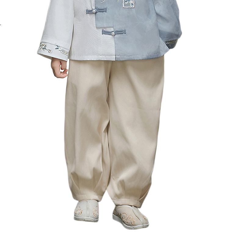 Qibo Boys' Hanfu Spring And Autumn Children's New Chinese-Style National Costume Ancient Style Tang Suit Hongying Long Sleeve (Top Only) 150