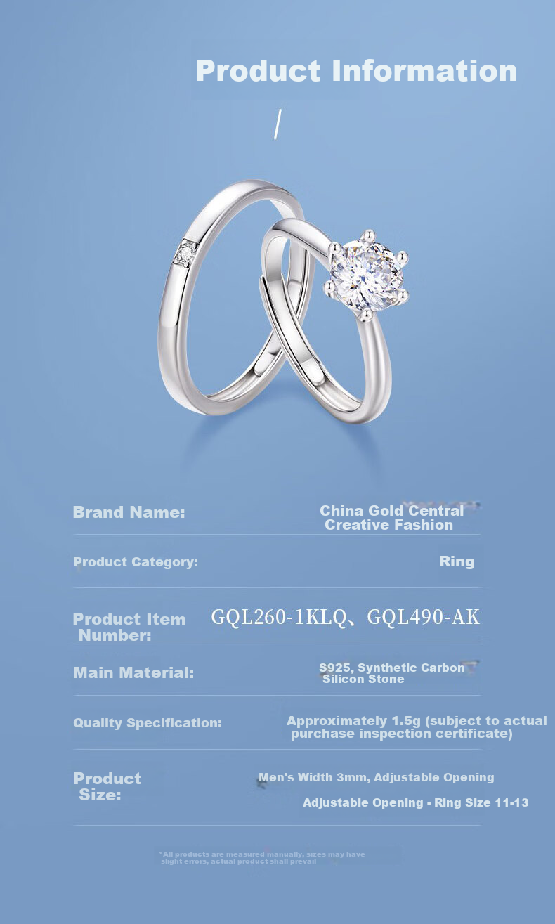 Yangchuang Fashion Wedding Engagement Diamond Ring Couple Rings S925 Wedding Band 520 Moissanite Couple Rings for Women 10