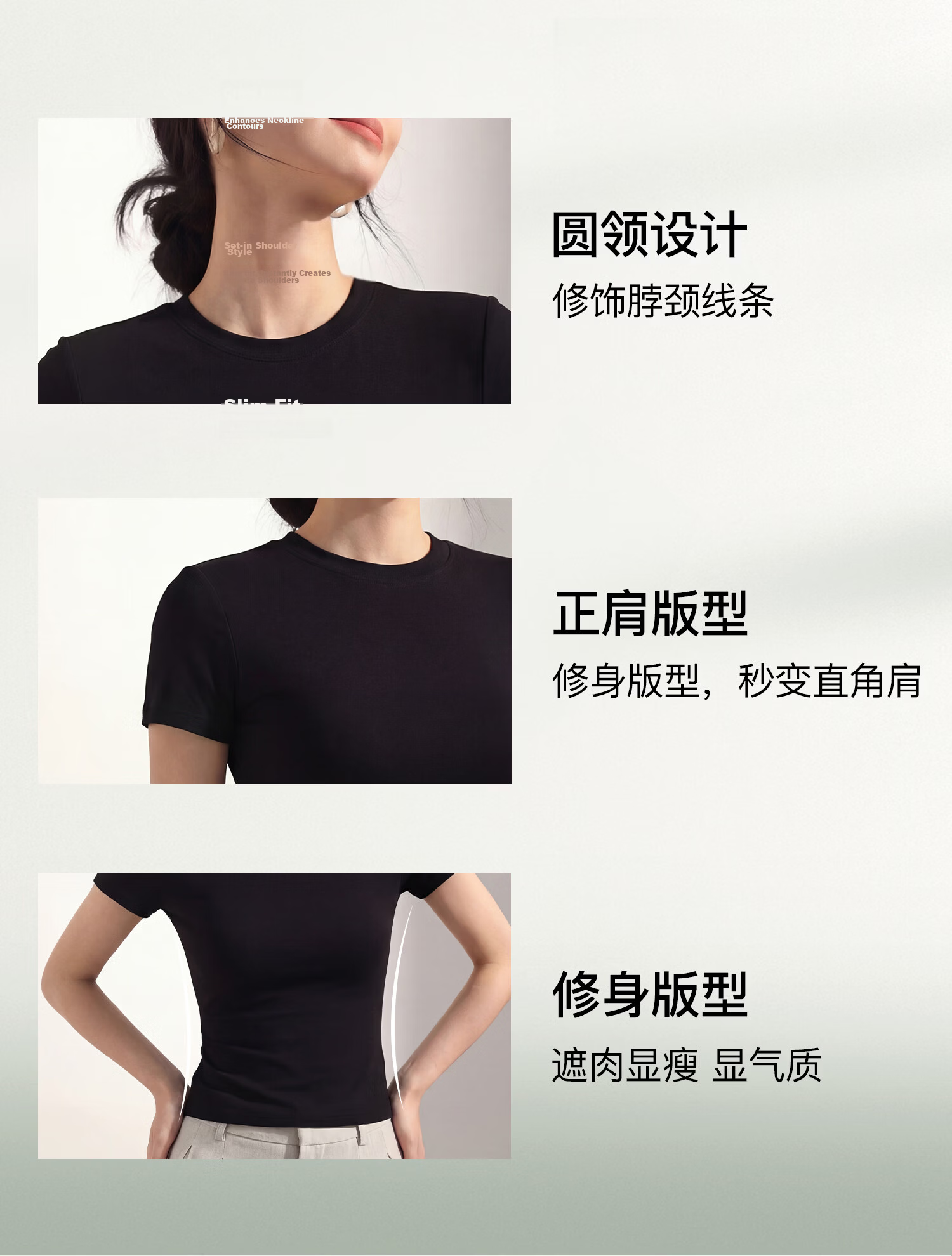 Miiow Women's T-Shirt [10A Antibacterial] Summer Regular Shoulder Round Neck Versatile Top High Elastic Slim Cooling Short Sleeve 14