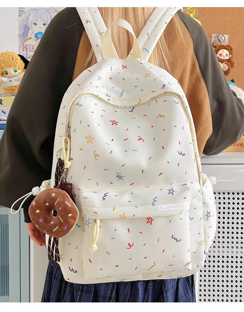 361° Women's Backpack 2026 New High-Value Ins Style Printed Schoolbag Lightweight Travel Shoulder Bag for High School and College Students 15
