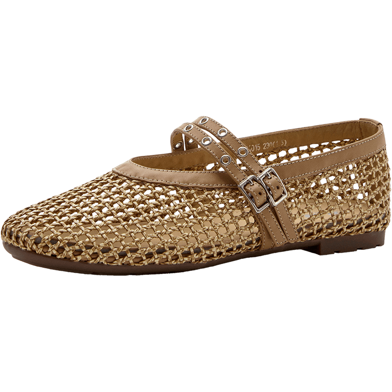 Bata Mary Jane Women's Summer 2026 Woven Low-Cut Flats Light Yellow Size 35