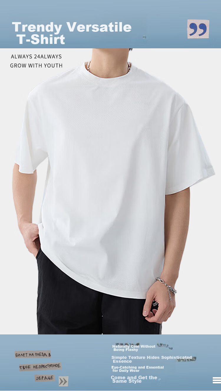 Langsha Men's Short Sleeve Summer Pure Cotton T-Shirt Simple Casual Solid Color Half Sleeve Top for Students 1