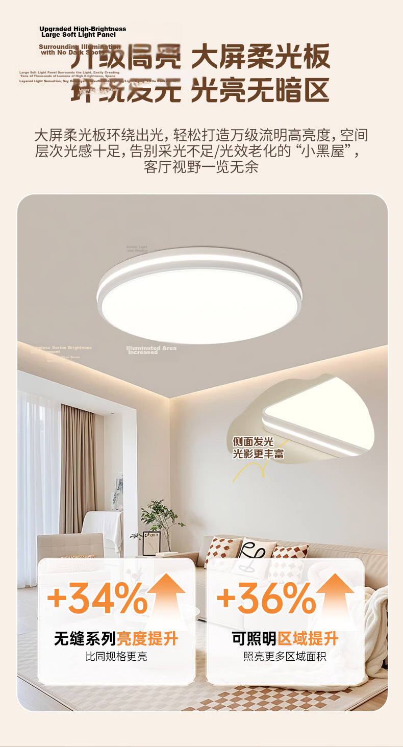 AOC Ceiling Light Bedroom Lamp LED Four-Way Auxiliary Eye Protection Study Room Smart Square 50cm with Installation 12