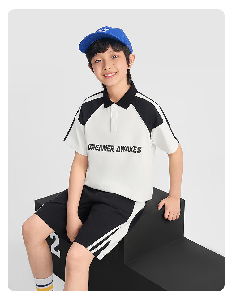 BALABALA Boys' Short-Sleeve Set, Children's Two-Piece Outfit for Older Kids, 2026 New Summer Style, Moisture-Wicking Quick-Dry T-Shirt And Pants 36
