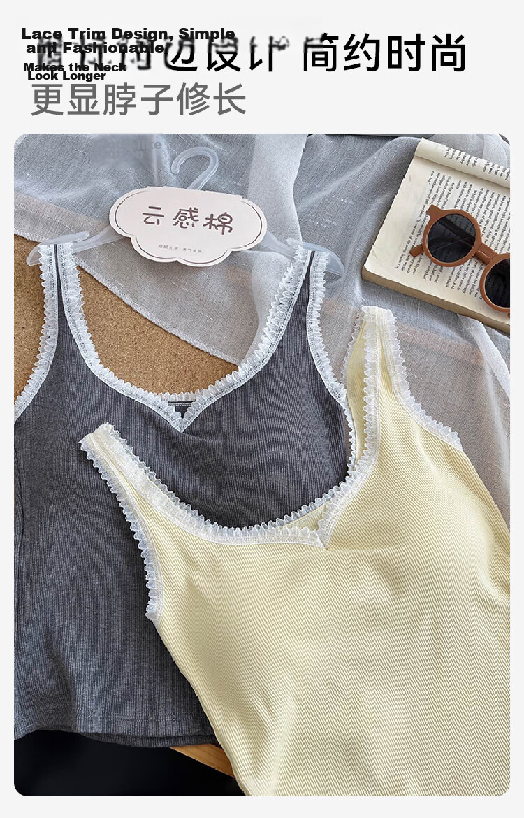 FitonTon Women's Padded Lace Splice U-Back Sports Bra Tank Top Integrated Innerwear Outerwear 3