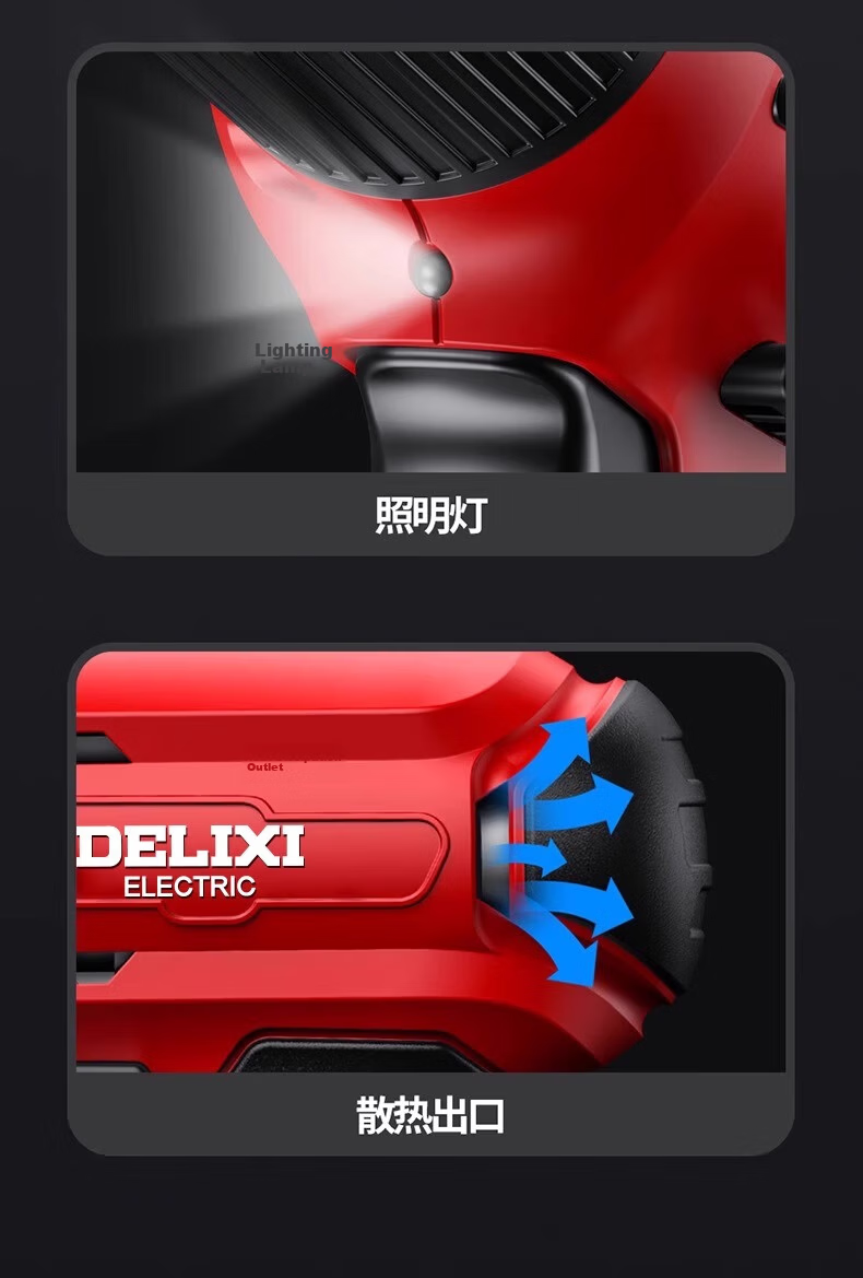 Delixi Electric Drill Cordless Screwdriver Impact Set Lithium Battery Handheld Drill Power Tools 29