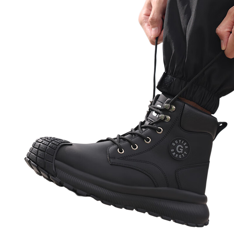 Jingtu Men's High-Top Safety Shoes Steel Toe Anti-Smash Anti-Puncture Waterproof Work Shoes 5071 Size 41
