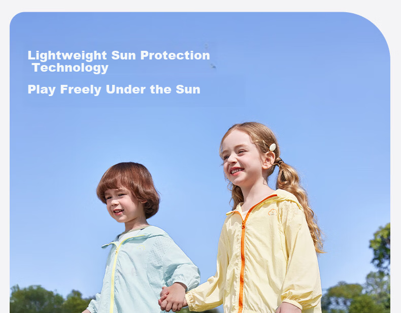 JELLYBABY Sun Protection Outdoor Windproof Pure Cotton Hooded Jacket 2026 New Summer Unisex Kids Sun Protection Coat Versatile for Middle Childhood 5