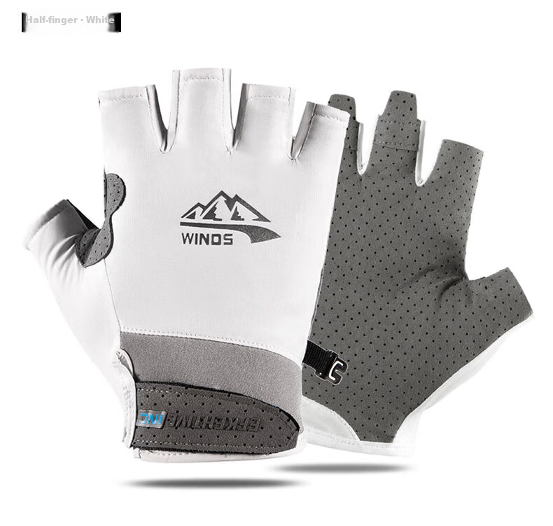 Jian Cai Sunscreen Gloves Women Non-Slip Quick-Dry Breathable Summer Thin Fingerless Ice Silk Fishing Gloves Outdoor Cycling Gloves Men 12