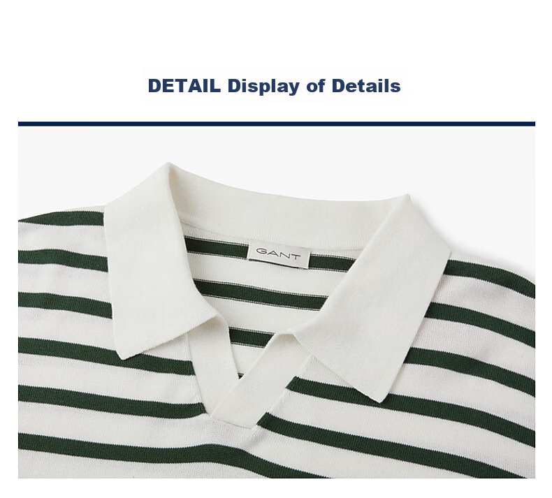 GANT Summer Men's Striped Color-Block Vintage Casual Seagull Collar Knit Polo 109-White Gray M 11