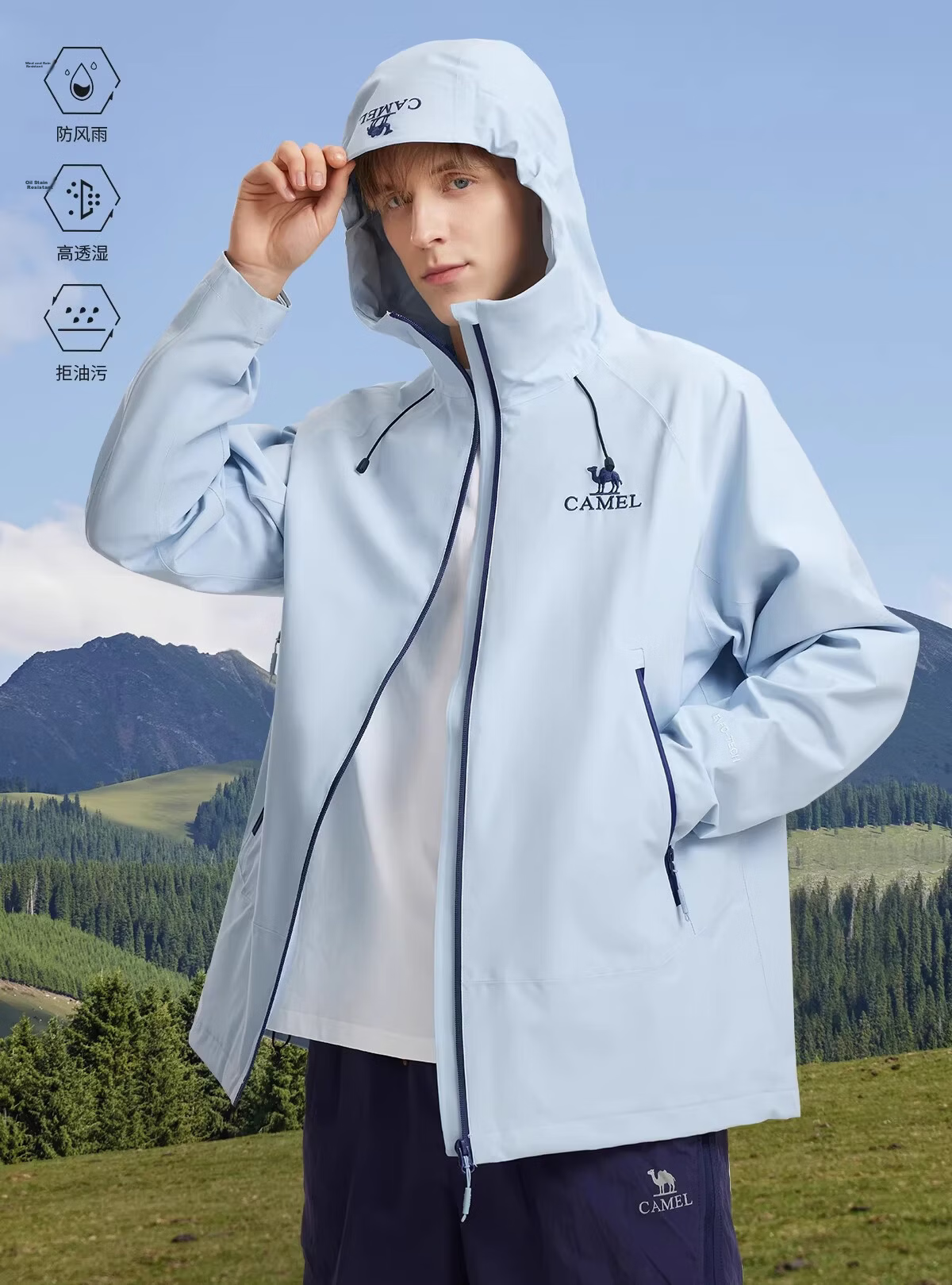 CAMEL Softshell Waterproof Windproof Unisex Outdoor Jacket Lightweight Hiking Coat for Women 6