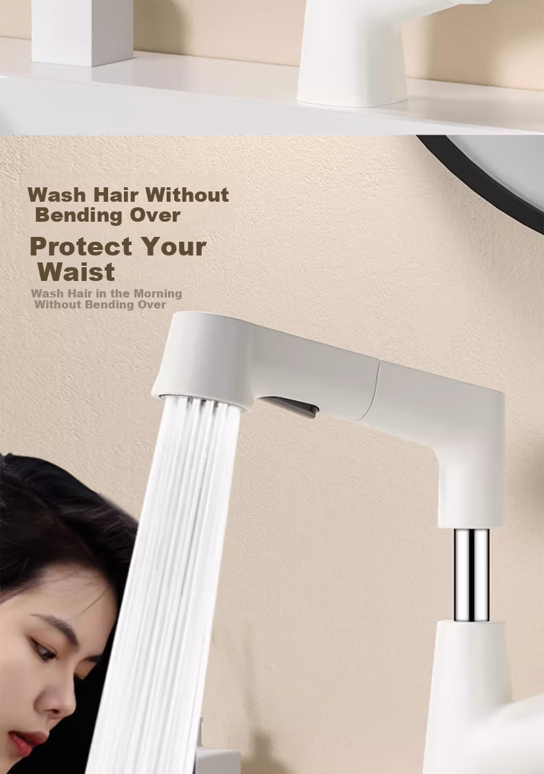 IVORPO German Pull-Out Basin Faucet Lift Rotatable Hot and Cold Water Tap for Washbasin 4