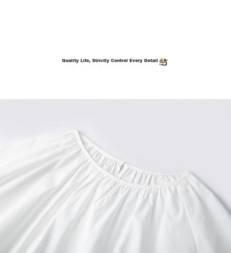 Demana [Pure Cotton Poplin] Spring Elegant Round Neck Mid-Length Doll Shirt Loose Small Size Blouse for Women 24