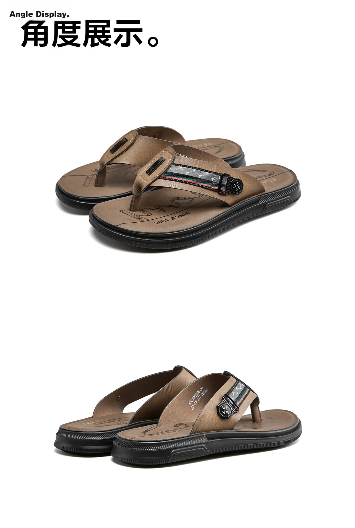 Eierkang Men's Fashion Casual Flip Flop Sandals 96295W Black Size 42 16