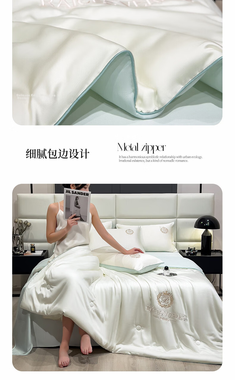 Nanjiren Class A Antibacterial Summer Quilt Air Conditioning Quilt Breathable Quilt Core Summer 180x220cm Light Gray Single/Double 13