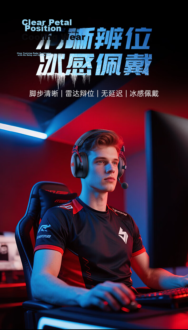 MICROKIA Delta Champion Recommended | Professional Gaming Headset Bluetooth Wireless 2.4G Four-Mode FPS Sound Positioning Headphones for Laptop Desktop 18