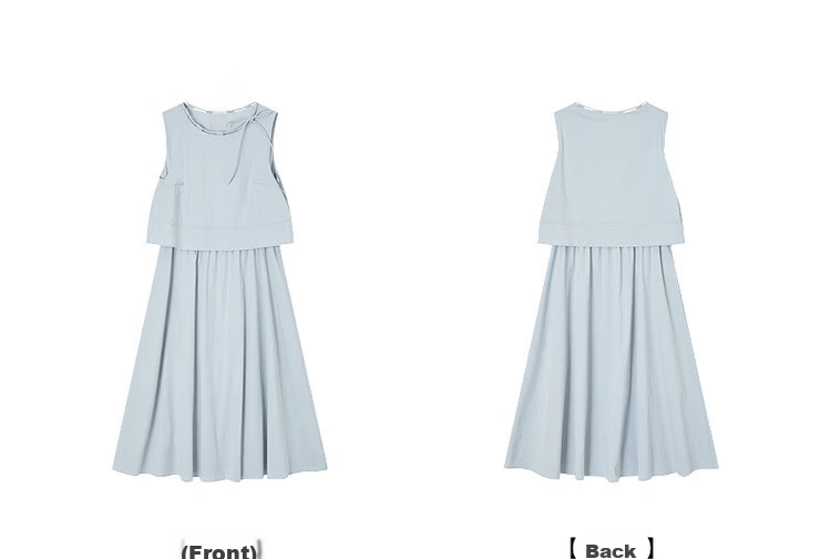 Demana Cotton Cloud Nap Summer Adjustable Strap Round Neck Denim Dress A-Line Mid-Length Women's Dress 24