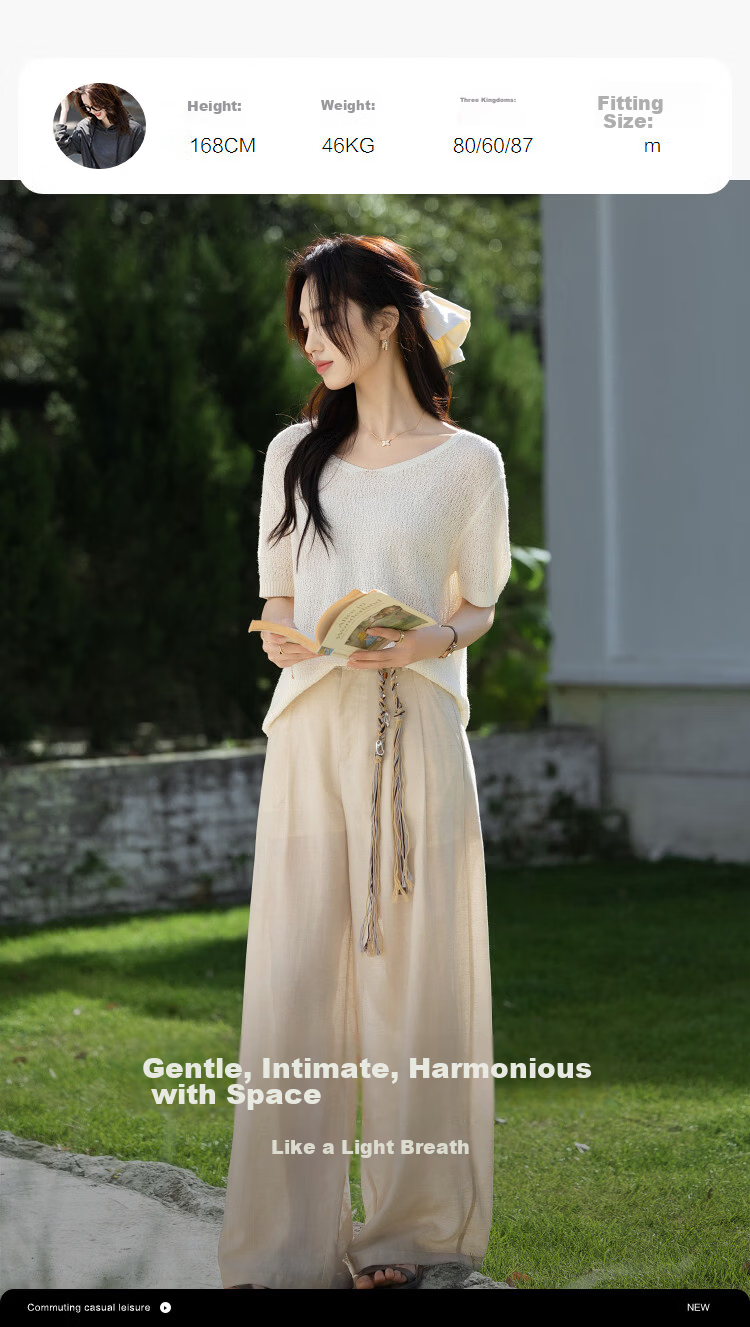 Demana [with Lyocell/Cotton] Summer Glossy V-Neck Textured Jacquard Loose Slim Knit Sweater for Women Premium 9