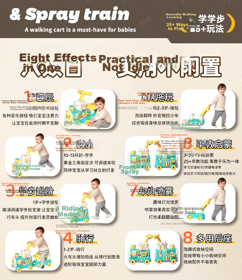 DEERC Baby Walker O-Leg Prevention Train Push Toy 0-3 Years Toddler Walker Birthday Gift 5