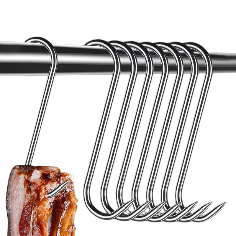 Hakkai Bird 20-Pack Meat Hanging Hooks Stainless Steel Large Solid Thickened S-Shaped Hooks for Curing Meat